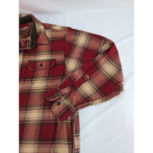 Orvis Heavy Flannel Plaid Shacket Shirt Jacket W /Pockets Men's Sz L Red - Picture 4 of 15
